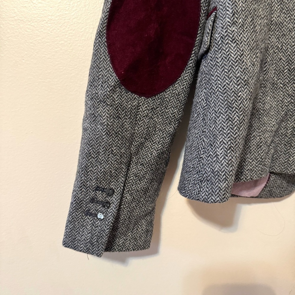 Zara Basic Houndstooth Blazer Jacket Gray Purple … - image 8